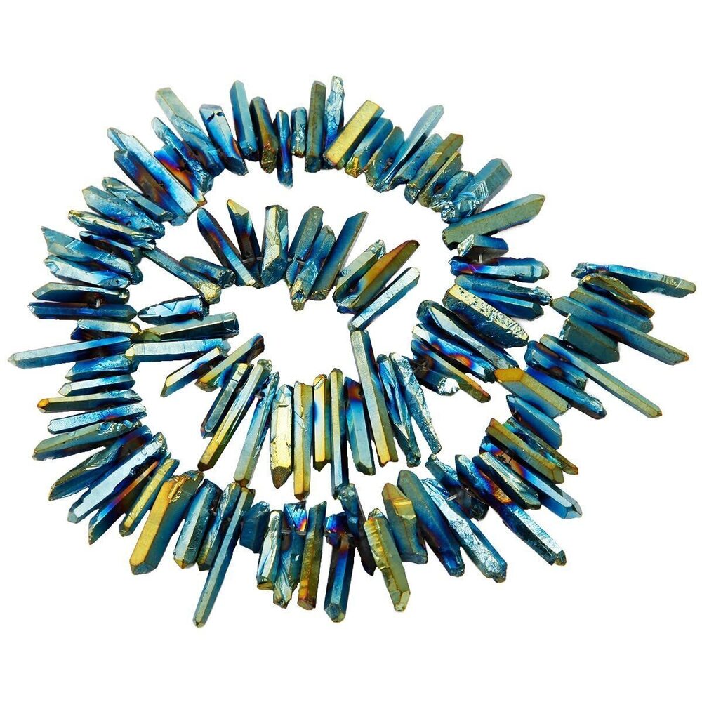 9960 Titanium Coated Rock Crystal Points for Jewelry Making, Colorful Aura